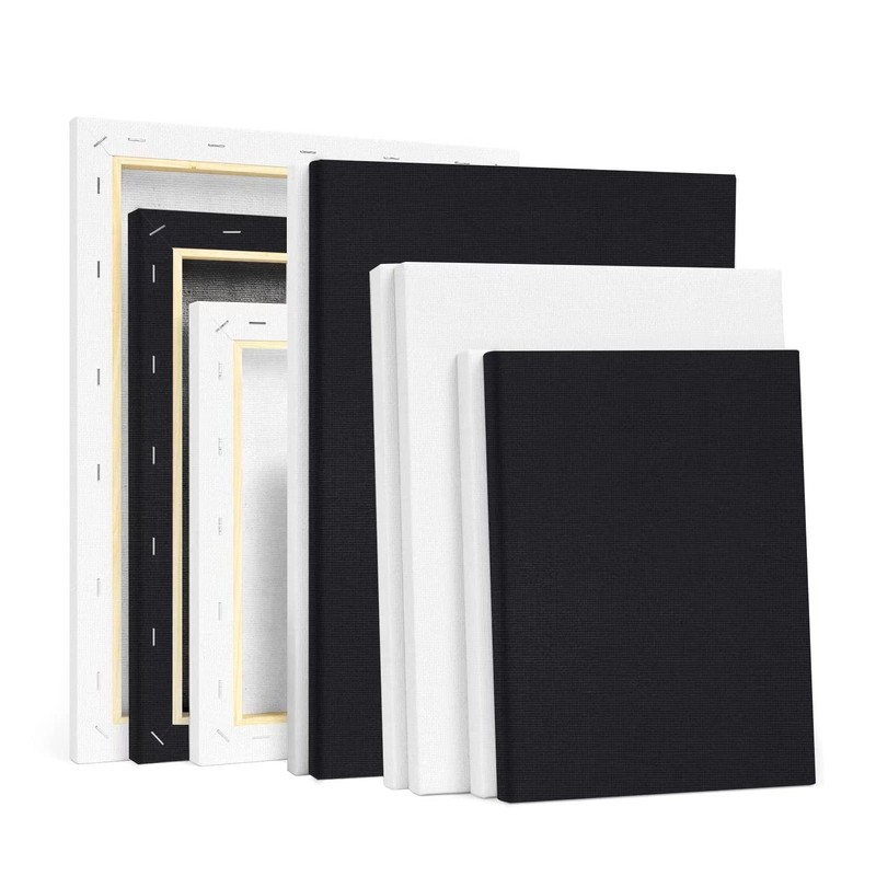Black White Stretched Canvases for Painting Multi-Pack 3-Ea of11x14 8x10 5x7 ...