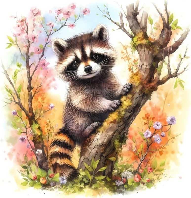 Anuver Raccoon Diamond Painting Kits for 12 inches by 12 inches, Multicolor