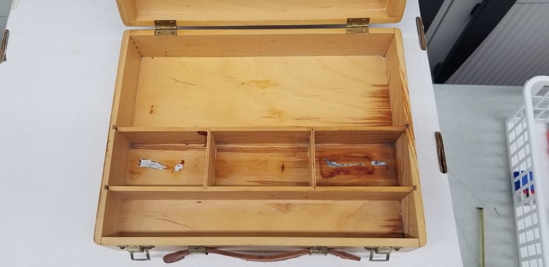 Vintage 1950s Grumbacher Artist Wood Case Supplies Box 13" x 10" x 3" Shelf G4 gallery