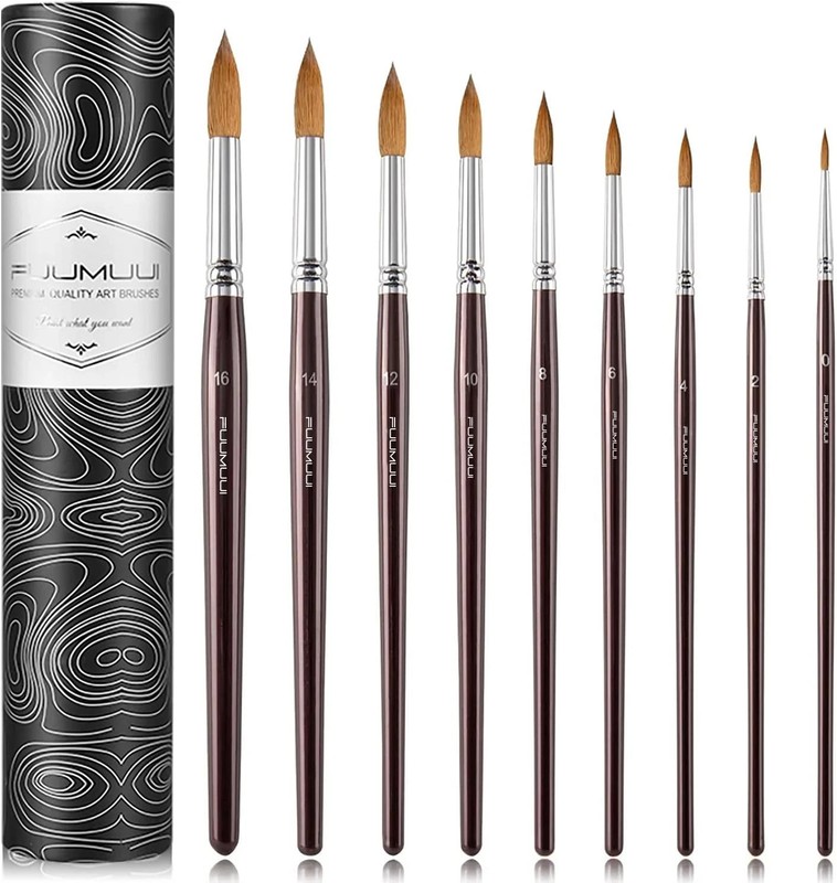 Sable Watercolor Brushes Professional Superior Kolinsky Watercolor Paint,9pcs,US