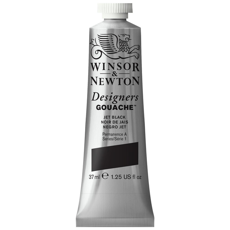 Winsor & Newton Designer's Gouache, 37 ml (1.25oz) 37-ml tube, Jet Black