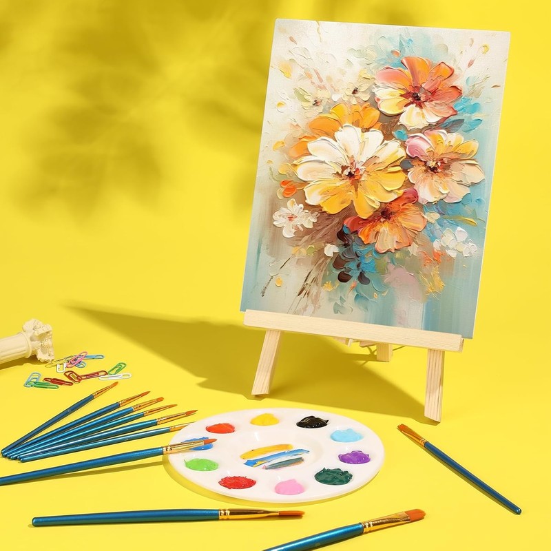 260 Pack Easel and Canvas Sets with 20 Wood Easels 200 Brushes 20 Canvas and 20 gallery