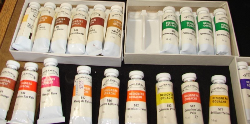 LOT==Fifty Six (56) Tubes Winsor-Newton Gouache Paint Tubes=Tube Size 14ML gallery