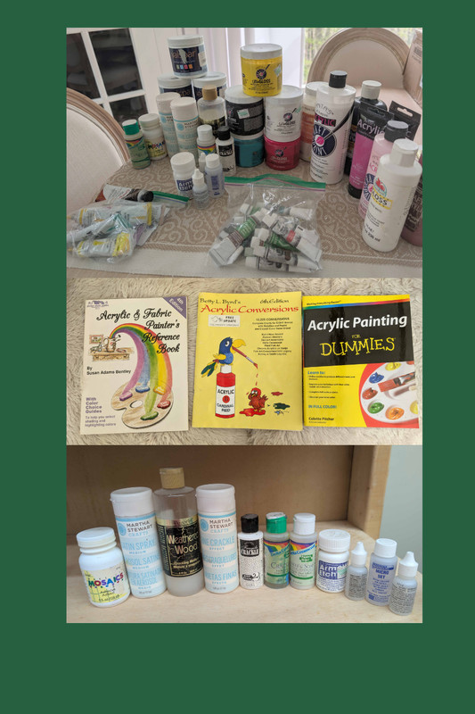 Huge Acrylic Paint & Mediums Lot w/ 3 Books – Valspar, Vogart, Martha Stewart +