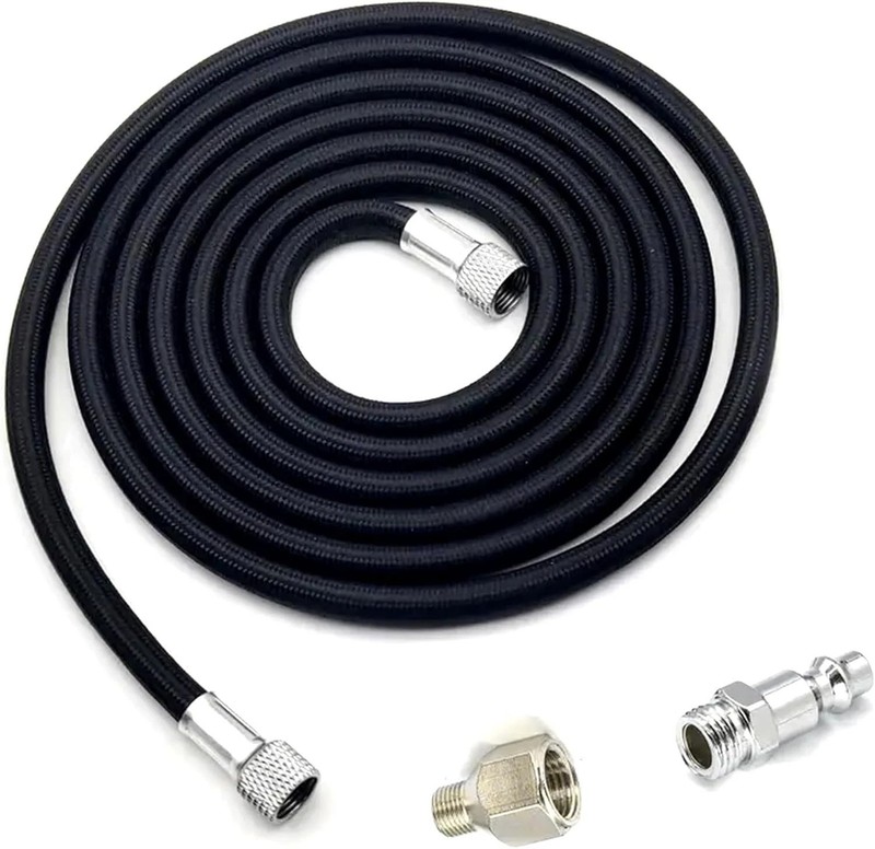 6-Ft Braided Airbrush Air Hose Standard 1/8″ Ends and 1/4″ Bsp Hose Adaptor with