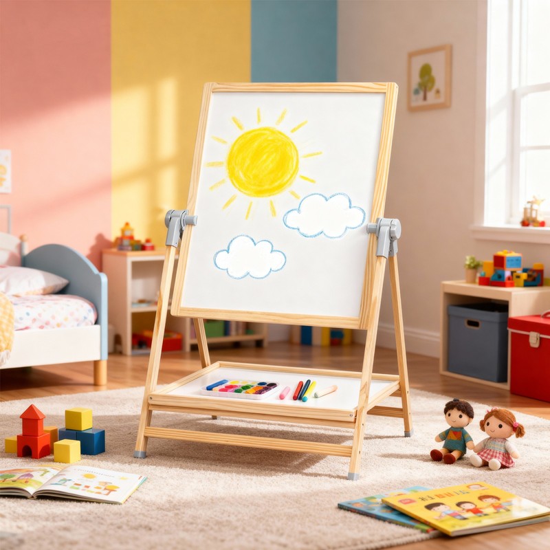 Double-Sided Children Art Easel for 3~12 Years Kids Boys Girls Painting Drawing