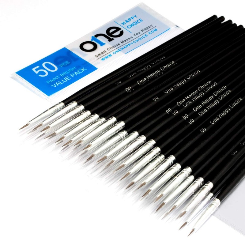 50 Pcs Pack of Synthetic Sable Fine Detail Paint Brushes Set for Miniature, S…