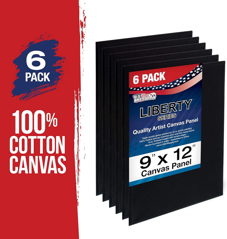 9 X 12 Inch Black Art Canvas Board Panels 6 Pack - 8 Ounce Heavyweight Cotton Ac gallery