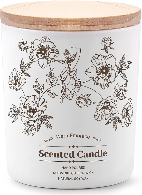 Deluxe Scented Candle for Women & Men, Vanilla Coconut Soy Wax 8 Oz, White