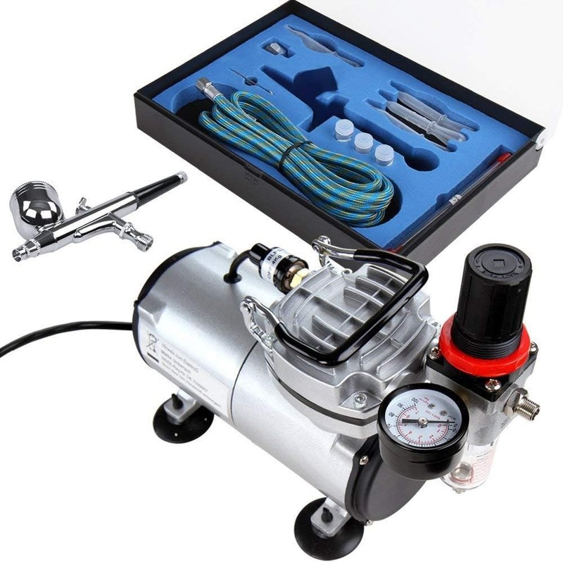 TIMBERTECH Airbrush Kit Compressor Dual Action Gravity