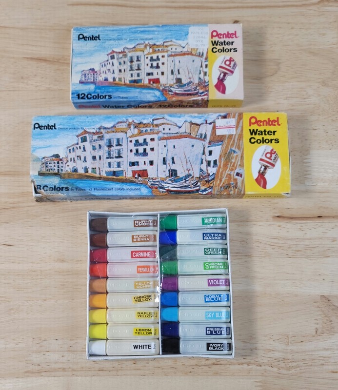 Pro Art & Pentel Watercolors Lot of 3 Sets (48 Tubes) Painting Craft