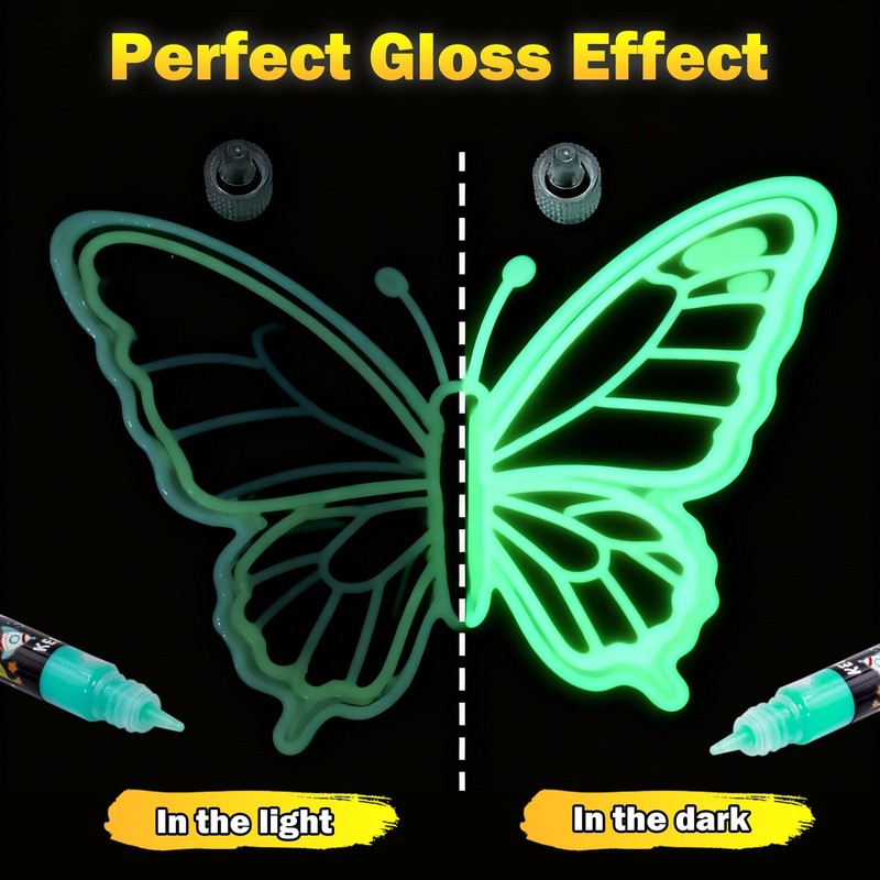 Glow in the Dark Acrylic Paint - Set of 12 Colors, Uv Reactive Paints for Pai... gallery