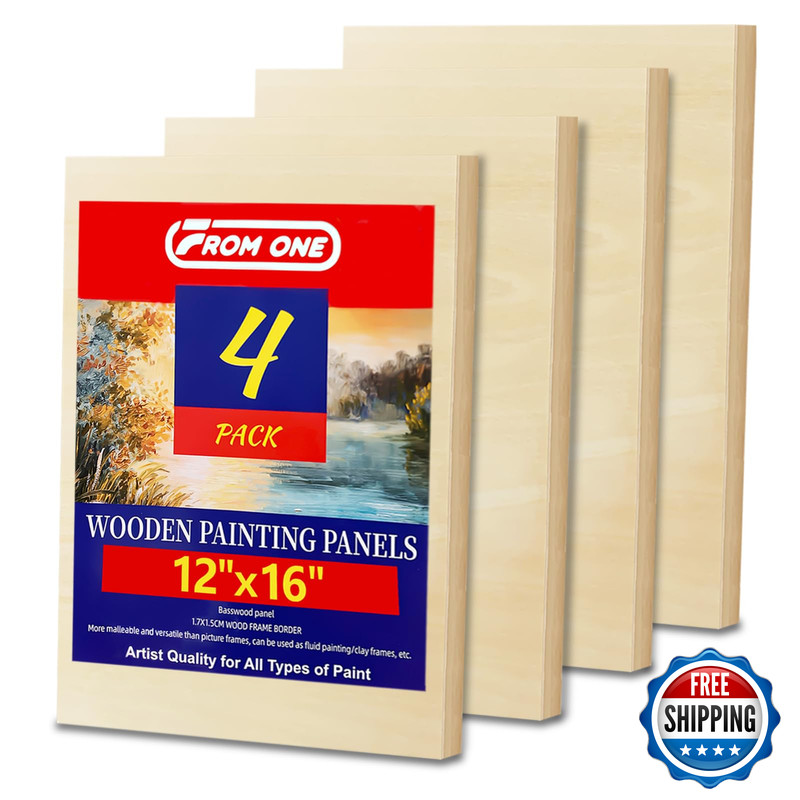 From One 4 Pack 12X16 Basswood Paint Pouring Panels For Acrylic Pouring Oil