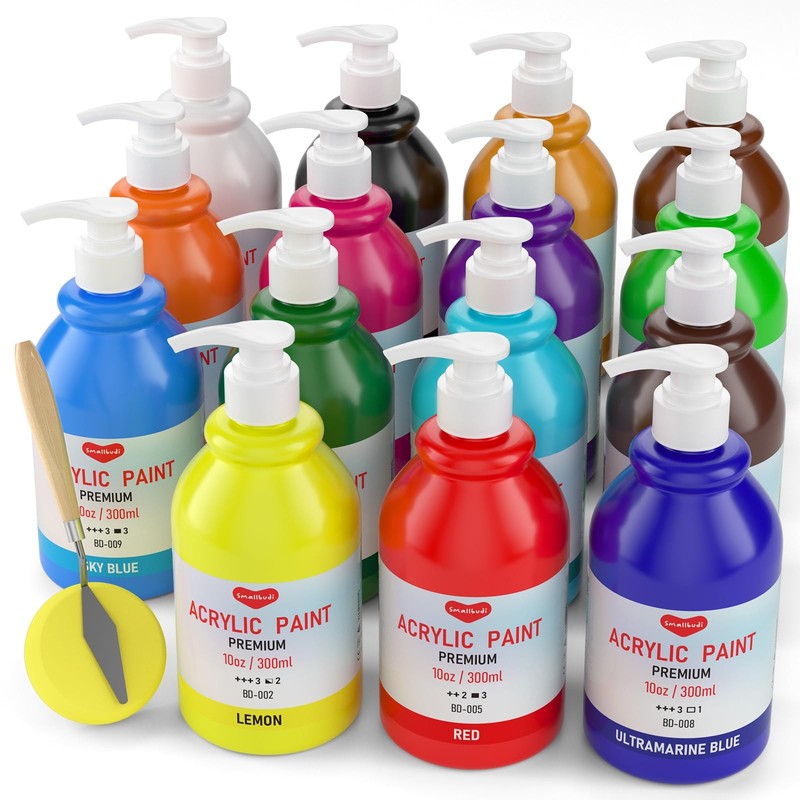 15 Colors Large Bulk Acrylic Paint Set (10 oz,300 ml) Art Painting Supplies f…