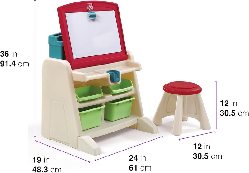 Flip & Doodle Easel Desk With Stool, Kids 2 in 1 Activity Table, Art Board, M... gallery