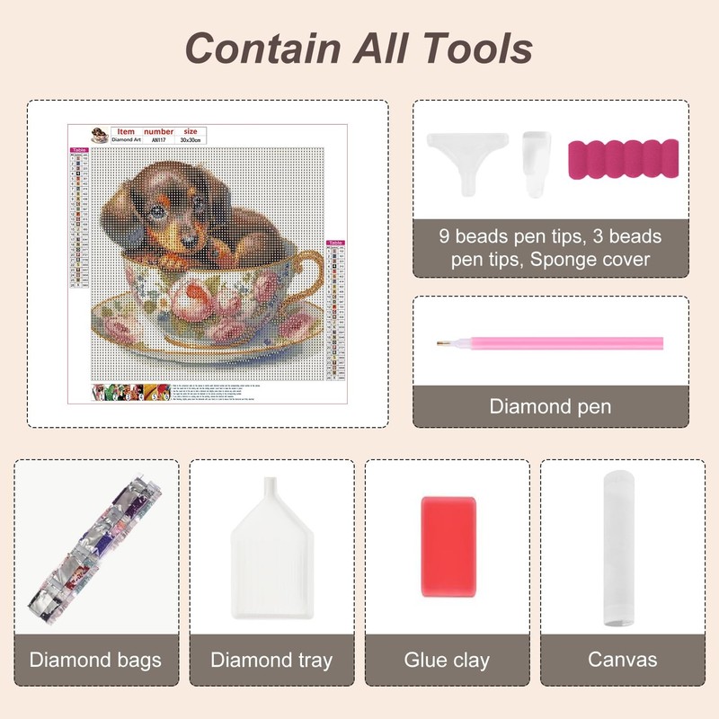 Anuver Dog Full Drill Diamond Art Kits for Beginner, DIY Medium, Multicolor gallery