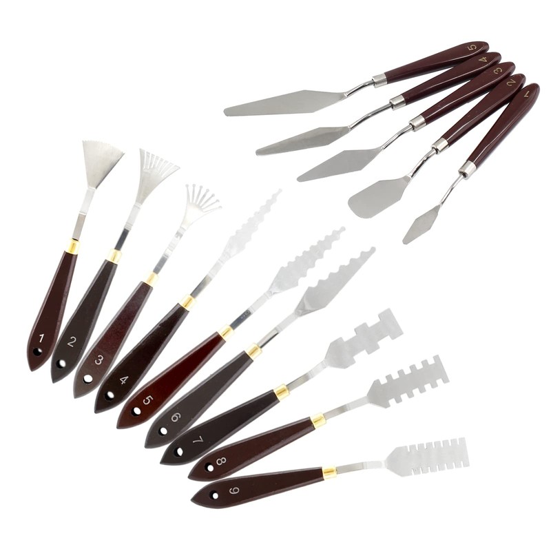 14pcs Palette Knife Set, Stainless Steel Painting Knife Set, Wooden Handle Pa…