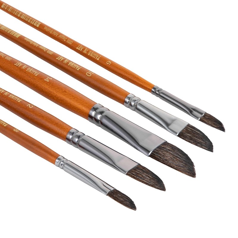 5 PCS Professional Dagger Paint Brush Set Watercolor Striper Long Liner