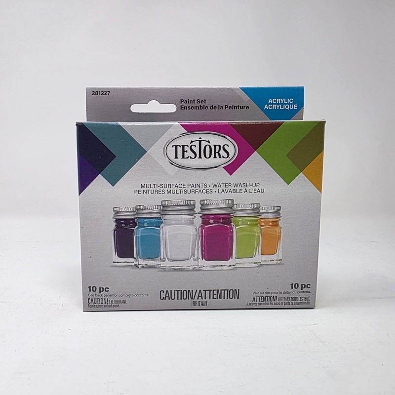 Testors 281227 Multi-Surface Gloss Acrylic Paint Set 6 Colors 10 Pc Set Trendy