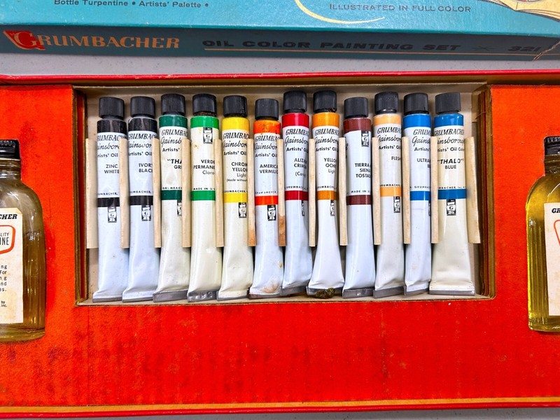 Vintage 1960's Grumbacher Artists Oil Color Paint Set #321 Original Box gallery