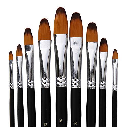 Artist Paint Brushes Set9 Pcs Professional Filbert Brushes for Acrylic Oil Wa…