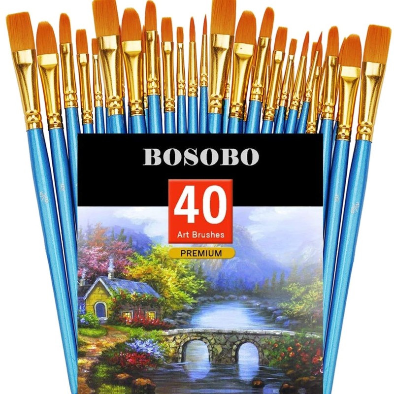 Pointed-Round Paint Brush, 4 Sets of 10 Pieces Fine Tip Nylon Hair Miniature …