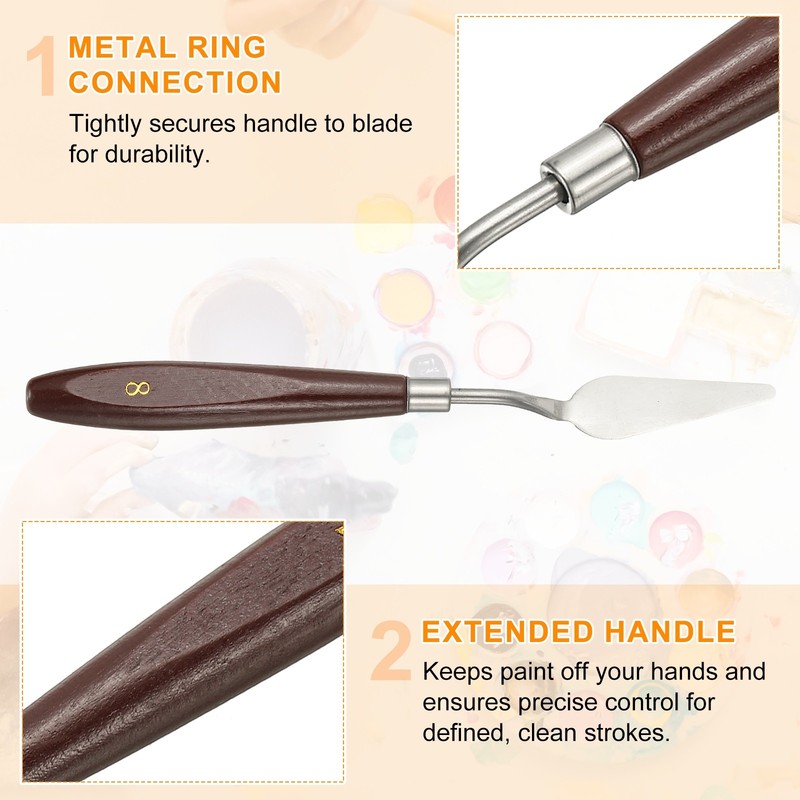 2pcs Painting Palette Knife 2.09 x 0.75 Inch Stainless Steel with Wood Handle gallery