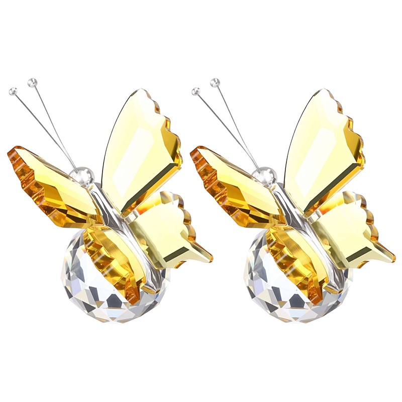 2 pcs for butterfly crystal paper clip 75mm / 3 inches, yellow