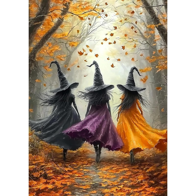 Witch Diamond Art Kits for Adults, Fall Forest Witch DIY 5D Diamond Painting …