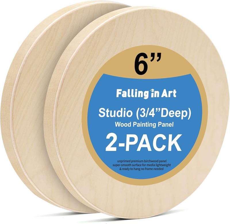 Unfinished Round Birch Wood Panels Kit for Painting, Wooden Canvas 2 Pack of …