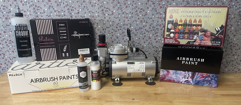 TIMBERTECH Airbrush Compressor AS18-2, Paints, Air Brush Bundle
