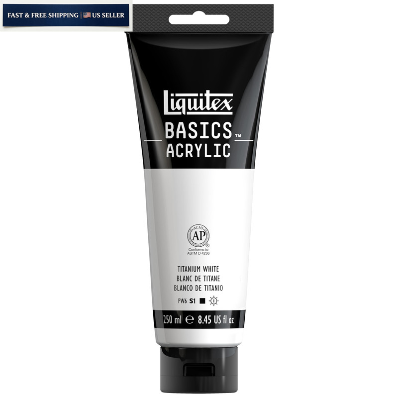 Liquitex BASICS Acrylic Paint, 250ml 8.45 Fl Oz (Pack of 1), Titanium White