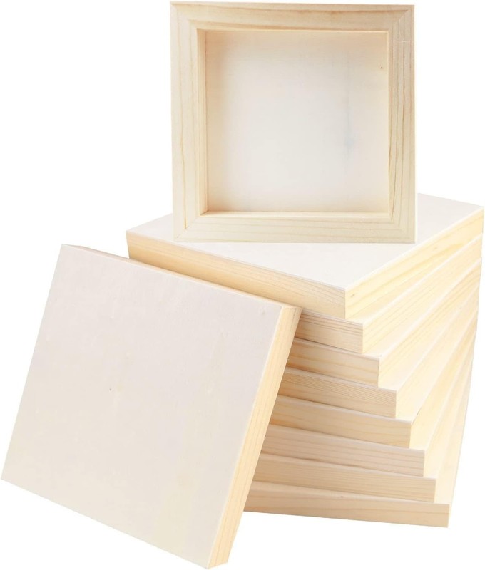 FSWCCK 10 Pack 6 x 6 inch Wood Panel Boards, Unfinished Wood Canvas Panels for C