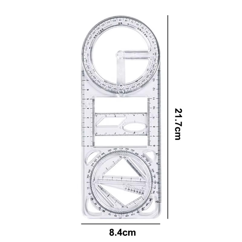 1PCS Multi Functional 360 ° Movable Geometric Drawing Ruler for Primary School M