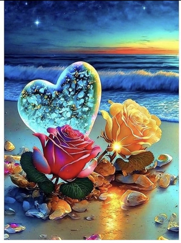 OY-DZD-17 Diamond Painting Kits Heart on the Beach at Sunrise Valentine’s