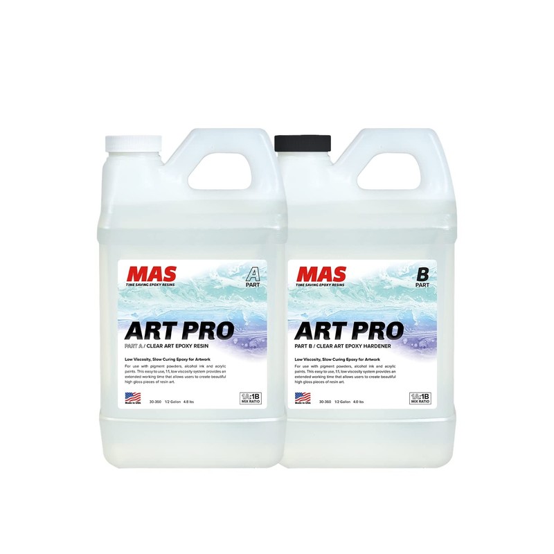 Epoxy Resin Clear Kit 1 Gallon Low Viscosity UV Resistant Art Pro 30-360 Epoxies