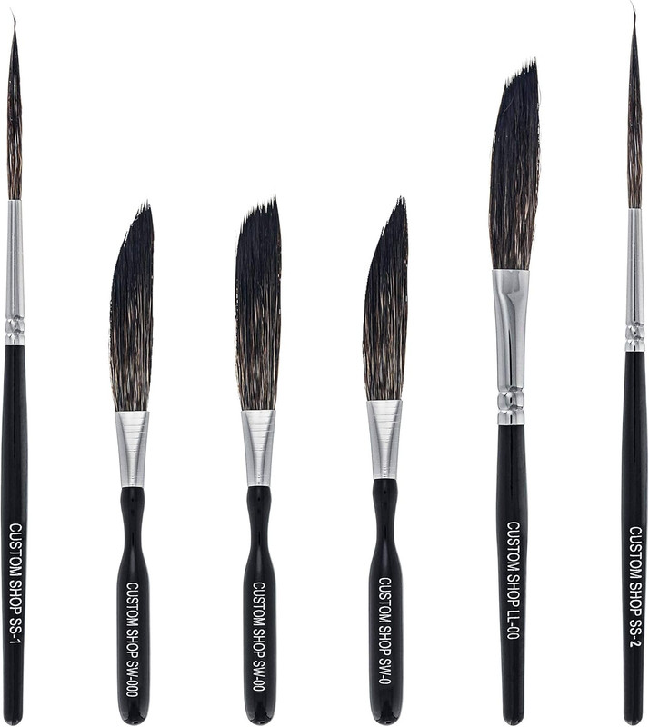 Pinstriping Brush Master Set (Sword #0, 00, 000, Scroll #1 & #2, Long Liner #00) gallery