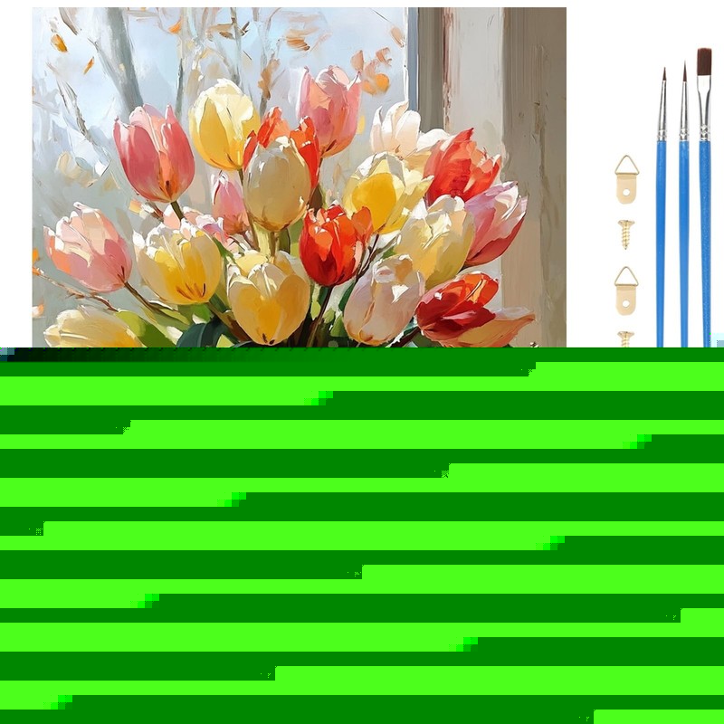 Tulips Flower Paint By Numbers Kit For Adults 30×40 cm DIY Canvas Art Set
