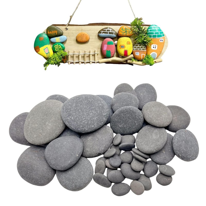 Painting Rocks 50PCS Gray Flat Smooth 10 Medium 10 Small 30 Tiny – DIY Arts