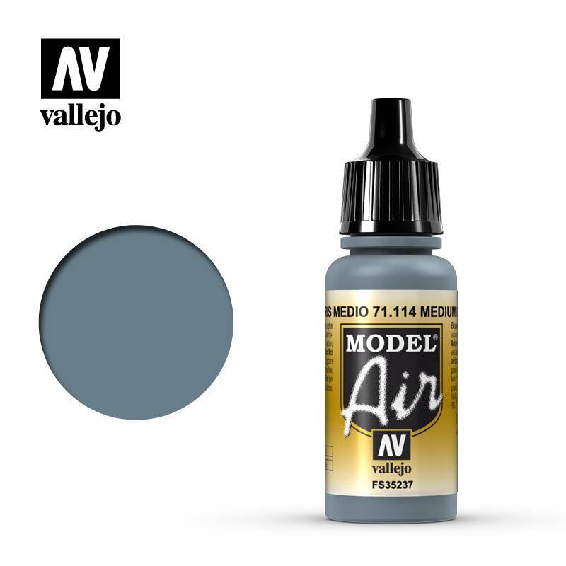 Vallejo 71114 Model Air Medium Gray Acrylic Paint 17ml – US
