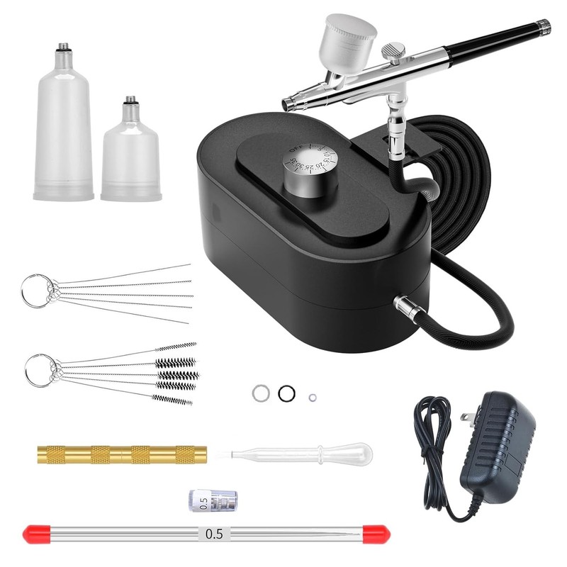 Airbrush Kit with Compressor Dual Action Spray Gun Mini Plug-in Machine