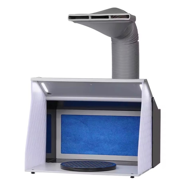 Portable Hobby Airbrush Paint Spray Booth Kit with 4 LED Light Dual Exhaust Fans
