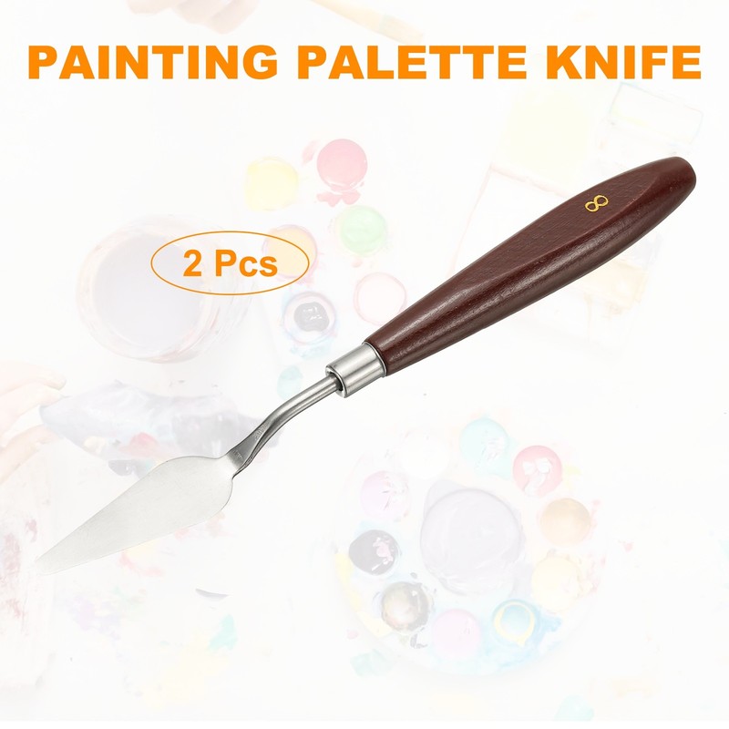 2pcs Painting Palette Knife 2.09 x 0.75 Inch Stainless Steel with Wood Handle gallery