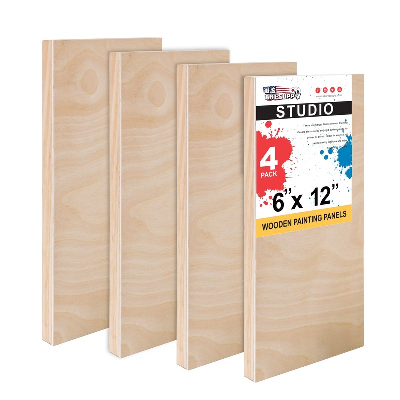 6″ x 12″ Studio 3/4″ Profile Depth Artist Wood Pouring Panel Boards Pack of 4