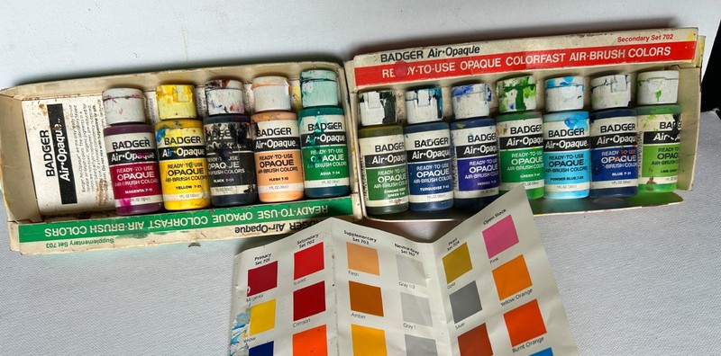 Lot 12 of Badger Air-Opaque Airbrush Paint Secondary Colors – All are Used
