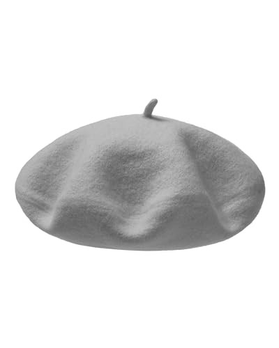 Wool French Beret Hats – Solid Color Artist Beret Hat for Women and 4-6 Gray