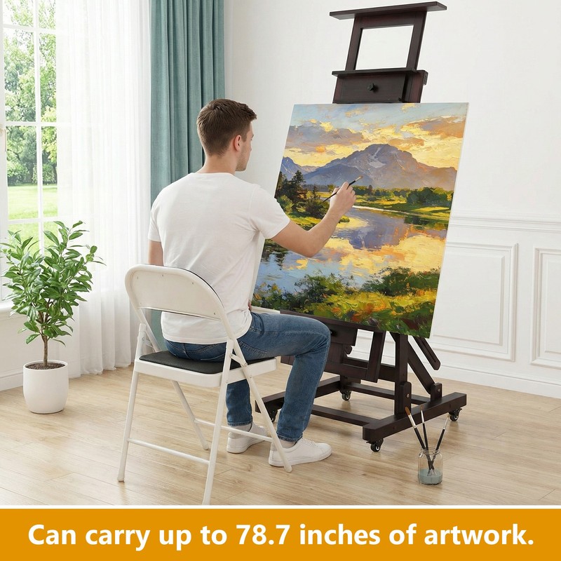 Movable Large H-Frame Painting Easel - Artist Studio Easel -Heavy Duty Art Easel gallery