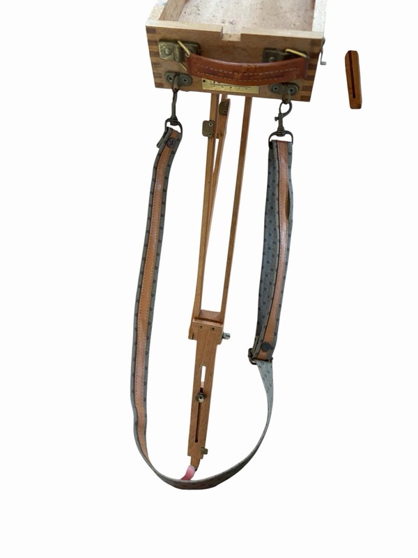 Vintage Jullian Easel by Blanchet in Paris France Wood portable Strap Folding gallery