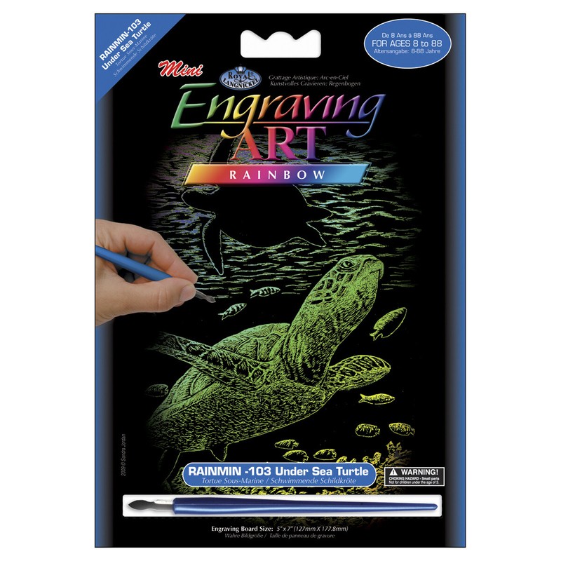 Rainbow Foil Engraving Art Mini Kit 5″X7″-Undersea Turtle