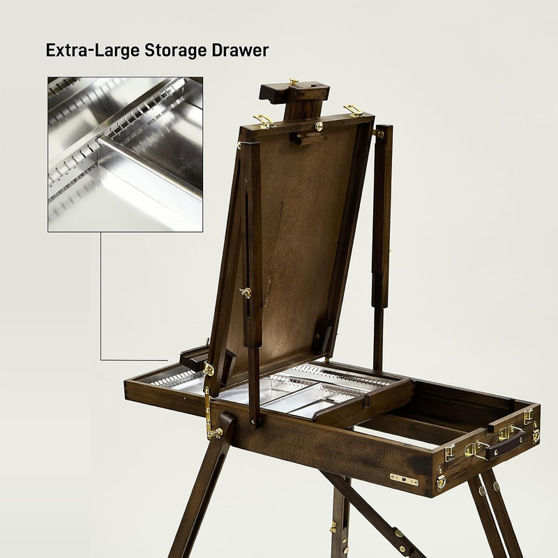 French Easel for Painting, Deluxe Beech Wooden Field & Studio Sketchbox Easel St gallery